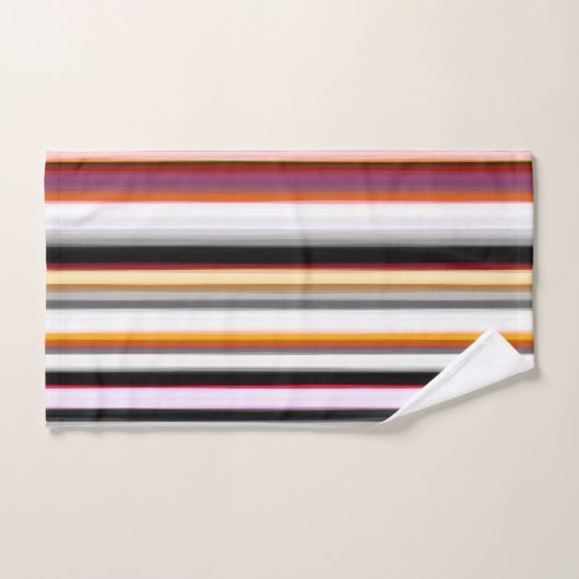 Pfirsich, rosa und graue Abstrakte Streifen Badhandtuch Set (Handtuch)