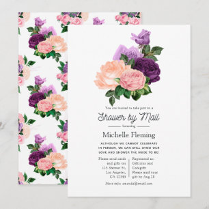 Pfirsich-Rosa- und Lavendel-Lila-Blumen-Shower per Einladung