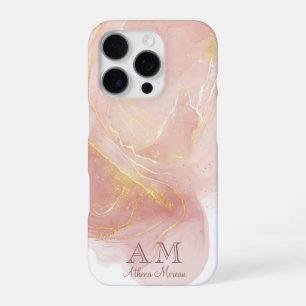Pfirsich Rosa Wasserfarbe Tinte Anpassbar iPhone 16 Pro Hülle