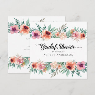 Pfirsich Rosa Wasserfarben Blumen Moderne Bridal S Einladung