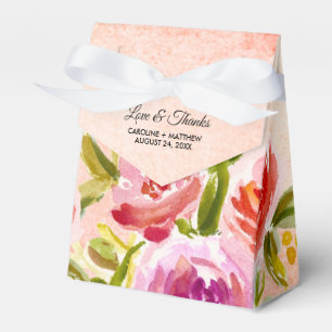Pfirsich-Rosa-Wasserfarben-Blumenhochzeit Geschenkschachtel