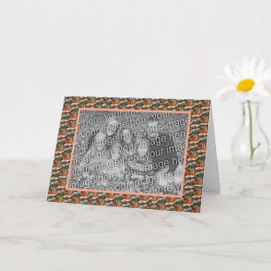 Pfirsich-Röschen-Blumenmuster Personalisiertes Fot Karte