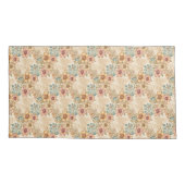 Pfirsich, Rose, blaues Blumengitter Kissenbezug (Rückseite)