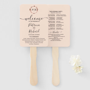 Pfirsich-Roségold-Folien-Hochzeitsprogramm-Handfäc Fächer