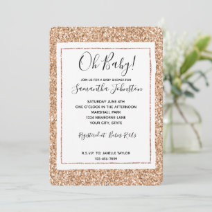 Pfirsich-Roségold-Wangenrot Glitter Glitz Einladung
