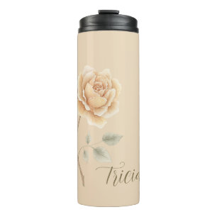 Pfirsich-Rosen-Blumenname Thermosbecher