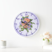 Pfirsich-Rosen-Blumenstrauß Große Wanduhr (Zuhause)