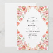 Pfirsich-Rosen-Botanik-Aquarell-Hochzeit Einladung (Vorne/Hinten)