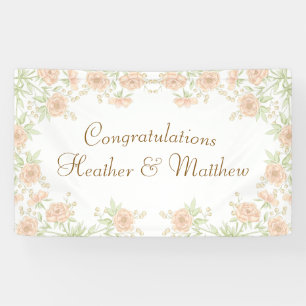 Pfirsich-Rosen-Hochzeit Banner