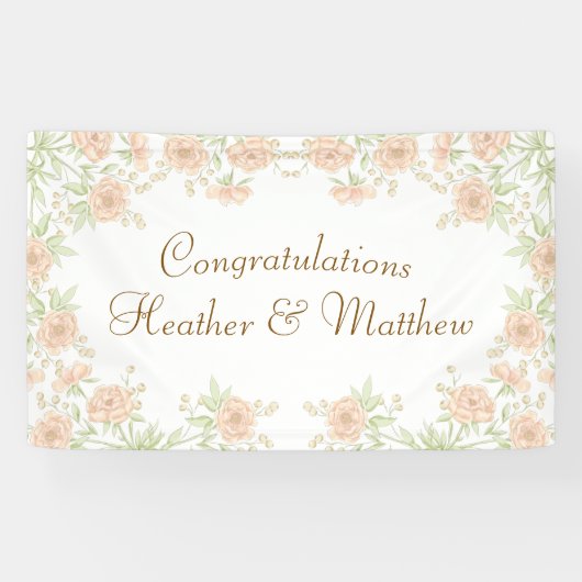 Pfirsich-Rosen-Hochzeit Banner (Horizontal)