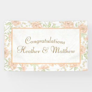 Pfirsich-Rosen-Hochzeit Banner