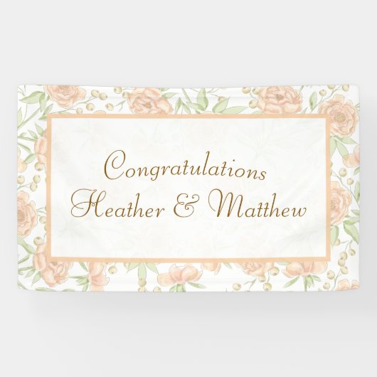 Pfirsich-Rosen-Hochzeit Banner (Horizontal)