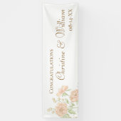 Pfirsich-Rosen-Hochzeit Banner (Vertikal)