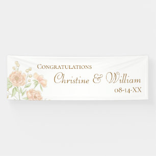 Pfirsich-Rosen-Hochzeit Banner