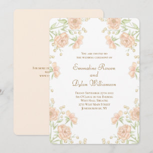 Pfirsich-Rosen-Hochzeit Einladung