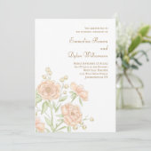 Pfirsich-Rosen-Hochzeit Einladung (Stehend Vorderseite)