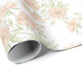 Pfirsich-Rosen-Hochzeit Geschenkpapier (Rolleneckpunkt)