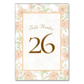 Pfirsich-Rosen-Hochzeit Tischnummer (Vorderseite)