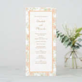 Pfirsich-Rosen-Hochzeitsprogramme Menükarte (Stehend Vorderseite)