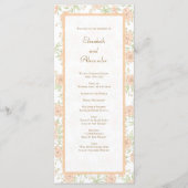 Pfirsich-Rosen-Hochzeitsprogramme Menükarte (Vorderseite)