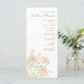 Pfirsich-Rosen-Hochzeitsprogramme Menükarte (Stehend Vorderseite)