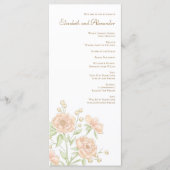 Pfirsich-Rosen-Hochzeitsprogramme Menükarte (Vorderseite)