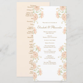 Pfirsich-Rosen-Hochzeitsprogramme Menükarte