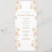 Pfirsich-Rosen-Hochzeitsprogramme Menükarte (Vorderseite)