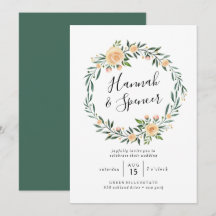 Pfirsich-Rosen-Kranz-Hochzeitseinladung