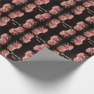 Pfirsich-Rosen-Trio-Blumen-Vintage-personalisiert Geschenkpapier