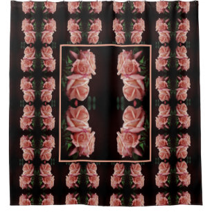 Pfirsich-Rosen-Trio-Blumenkunst im Vintage-Stil Duschvorhang