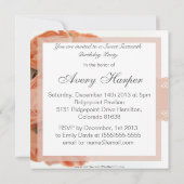 Pfirsich-Rosen und Party Spitze-16. Geburtstag Einladung (Rückseite)