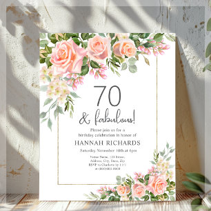 Pfirsich Rosenblüte am 70. Geburtstag Einladung