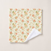 Pfirsich-Röte-Rosen-Blumenmuster   Badhandtuch Set (Waschlappen)