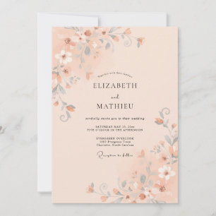 Pfirsich Ruhige Natur Hochzeit Einladung