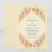 Pfirsich-Rustikal-Weizen-Wiese-Hochzeit Einladung (Vorne/Hinten)