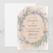 Pfirsich-Rustikale-Wildblumen-Hochzeit Einladung (Vorne/Hinten)