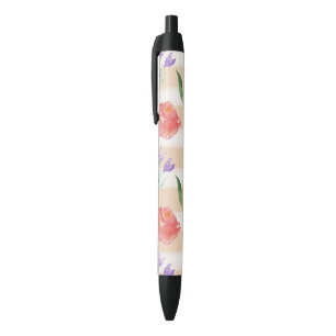 Pfirsich-Sahnestreifenwatercolor-Blumen Kugelschreiber