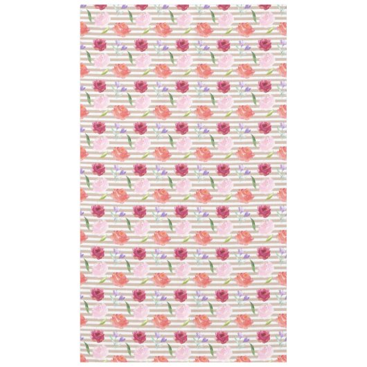 Pfirsich-Sahnestreifenwatercolor-Blumen Tischdecke (Vorderseite)