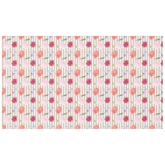 Pfirsich-Sahnestreifenwatercolor-Blumen Tischdecke (Vorderseite (Horizontal))