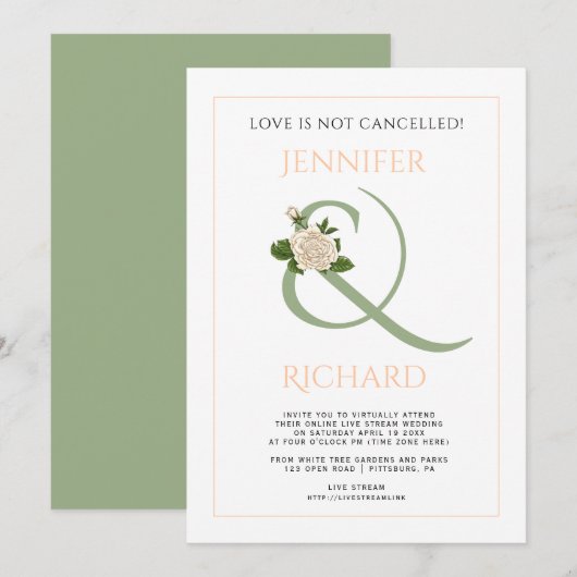 Pfirsich, Salbei, Ampere und Rose Einladung (Vorne/Hinten)