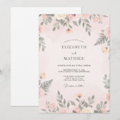 Pfirsich-Salbei-Farn-Hochzeit Einladung (Vorne/Hinten)