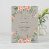 Pfirsich sanfte Florale Hochzeit Einladung (Stehend Vorderseite)
