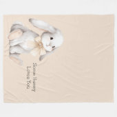 Pfirsich-Schleife Some Bunny liebt dich Fleecedecke (Vorderseite (Horizontal))