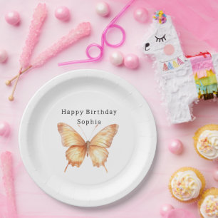 Pfirsich Schmetterling Geburtstag Pappteller