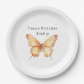 Pfirsich Schmetterling Geburtstag Pappteller (Vorderseite)