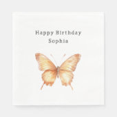 Pfirsich Schmetterling Geburtstag Serviette (Vorderseite)