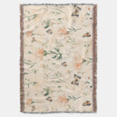 Pfirsich Schmetterlinge Floral Decke (Vorderseite Vertikal)