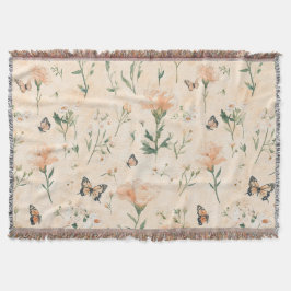 Pfirsich Schmetterlinge Floral Decke