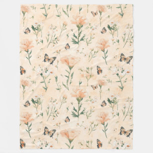 Pfirsich Schmetterlinge Floral Fleecedecke